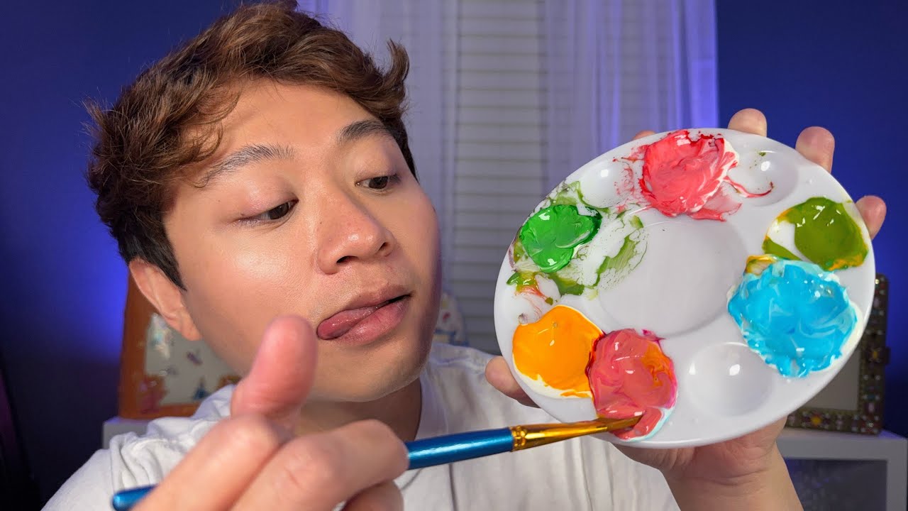 dumb ASMR boy eats paint while painting your face