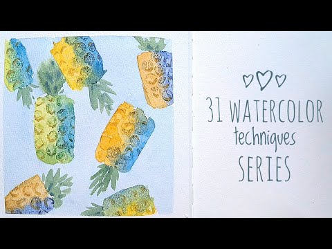 Watercolor Texture Using Bubble Wrap | Easy Pineapple Painting