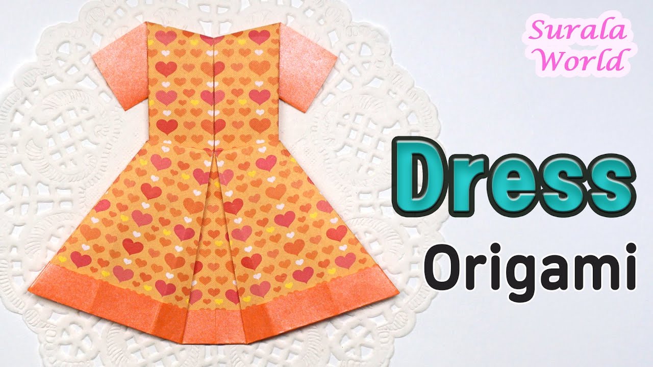 Dress Origami, Paper Dress (How to, Tutorial, short-sleeved) - YouTube