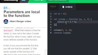 Codecademy: Javascript Lessons- 14- Local Variabels