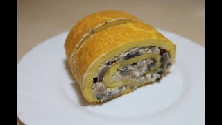 Яичный рулет с грибами. Очень простой рецепт закуски за 20 мин Яичный рулет с грибами. Очень простой рецепт закуски за 20 мин