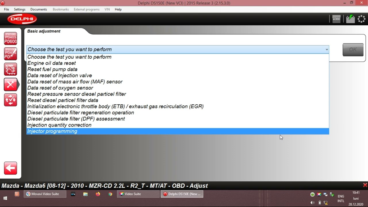 Delphi Ds150 - Mazda 6 - Engine - Basic Adjustment Menu - YouTube