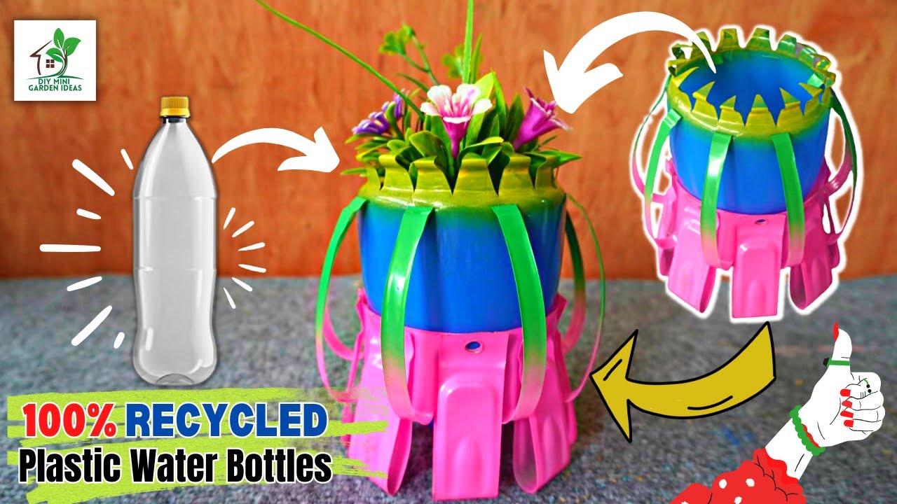 🎍 How to Make a Flower Pot of Plastic Bottle Recycle Plastic Bottles