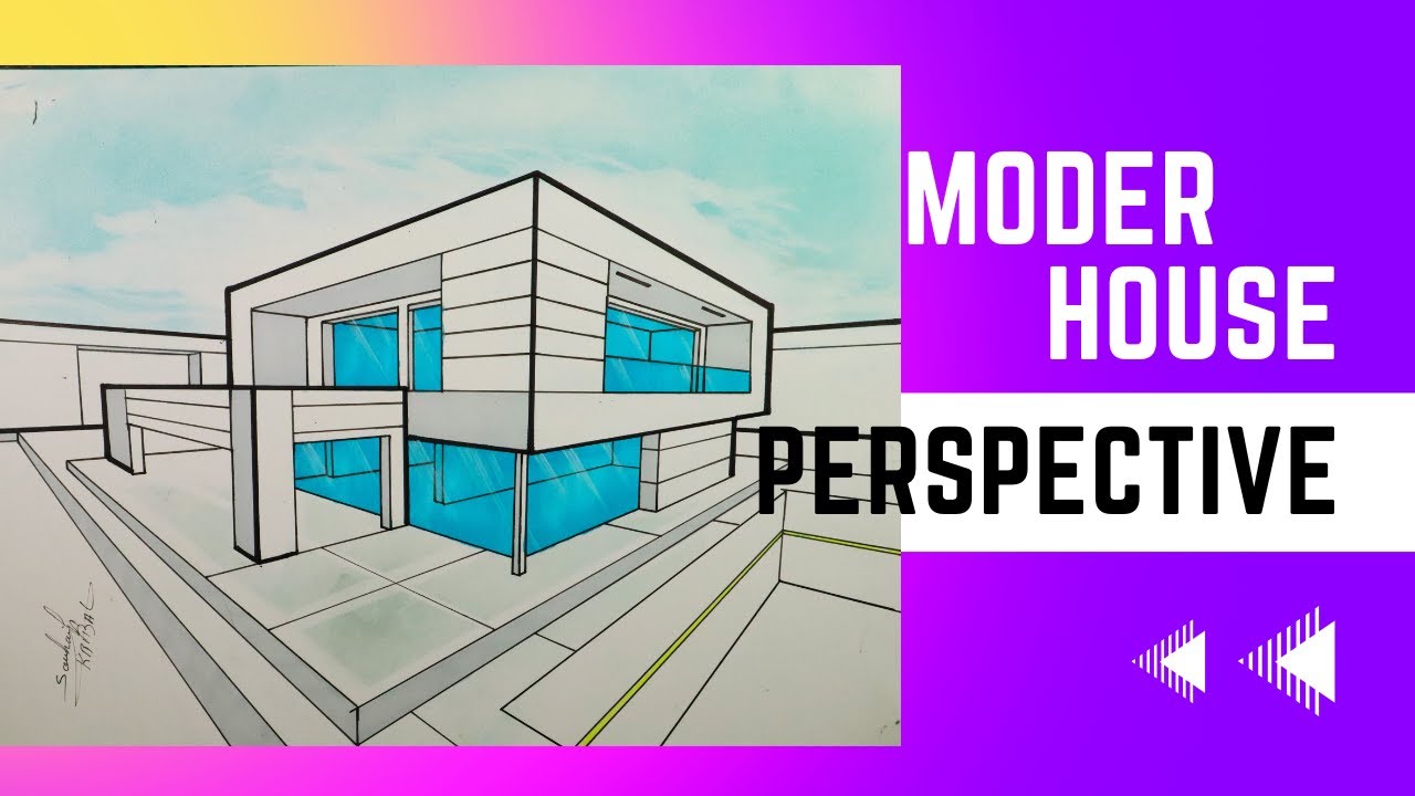 How to Draw a modern House in Two Point Perspective---step by step ...