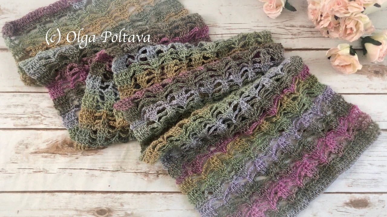 How to Crochet Lacy Scarf Variegated Yarn, Crochet Video Tutorial 