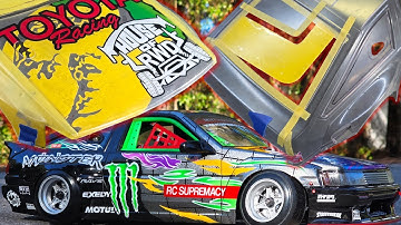 Monster Energy 1/10 RC Drift AE86 build CUSTOM PAINTED