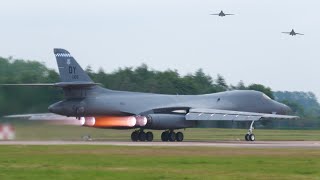 FULL POWER! B1 bombers launch, flypast and recover from a European mission