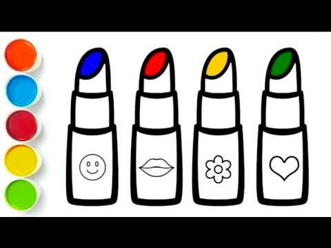 Видео: Cute Lipstick Drawing Painting & Colouring for kids Toddlers | How to draw Lipstick #Lipstickdrawing