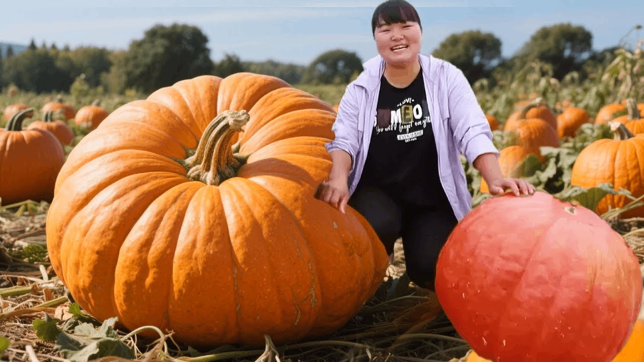 【陕北霞姐】100斤重的大南瓜你见过吗？一人抱走算你赢！霞姐跃跃欲试！