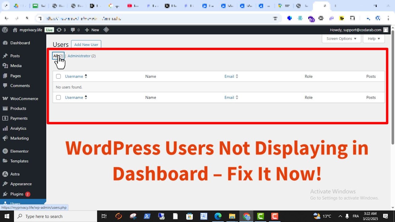 How to Fix WordPress Users Not Showing in Dashboard | Easy Step-by-Step ...