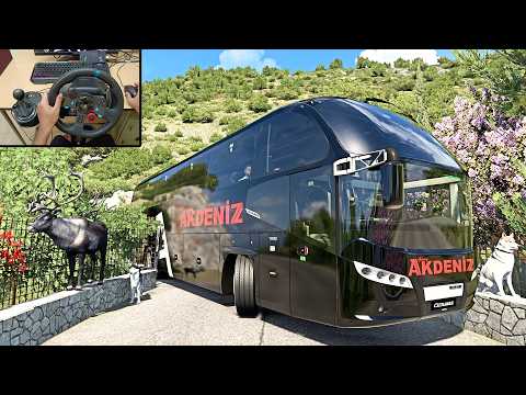 Bus Driving through Foothill narrow roads of West Greece | Realistic Bus Simulator | Logitech G29