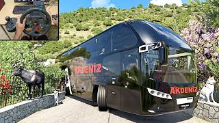 Bus Driving through Foothill narrow roads of West Greece | Realistic Bus Simulator | Logitech G29 screenshot 5