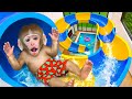 KIKI Monkey Challenges the Water Slides & has fun with Ducklings in Swimming Pool | KUDO ANIMAL KIKI