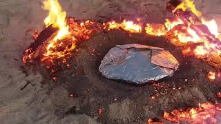 Primitive Bread And Tiny Fish Cooking - Ash Bread Baking