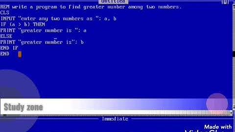 Qbasic program to find greater number among two numbers.