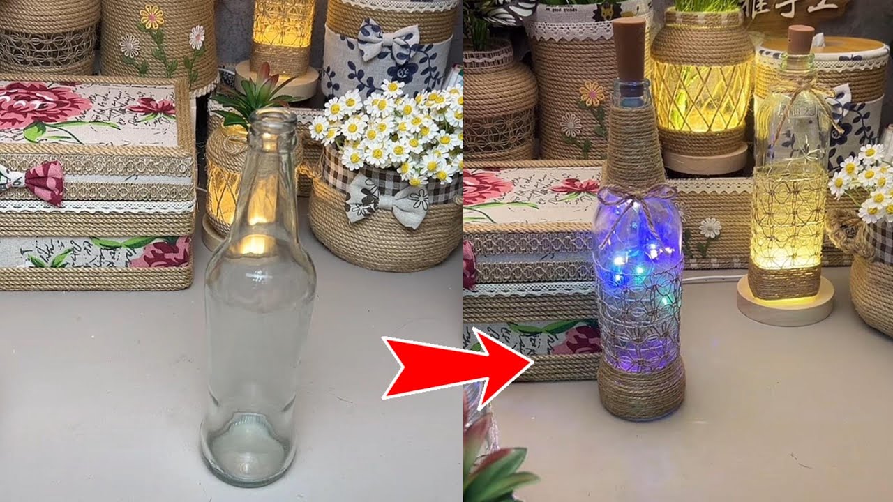Recycle Bottle with Jute Rope 