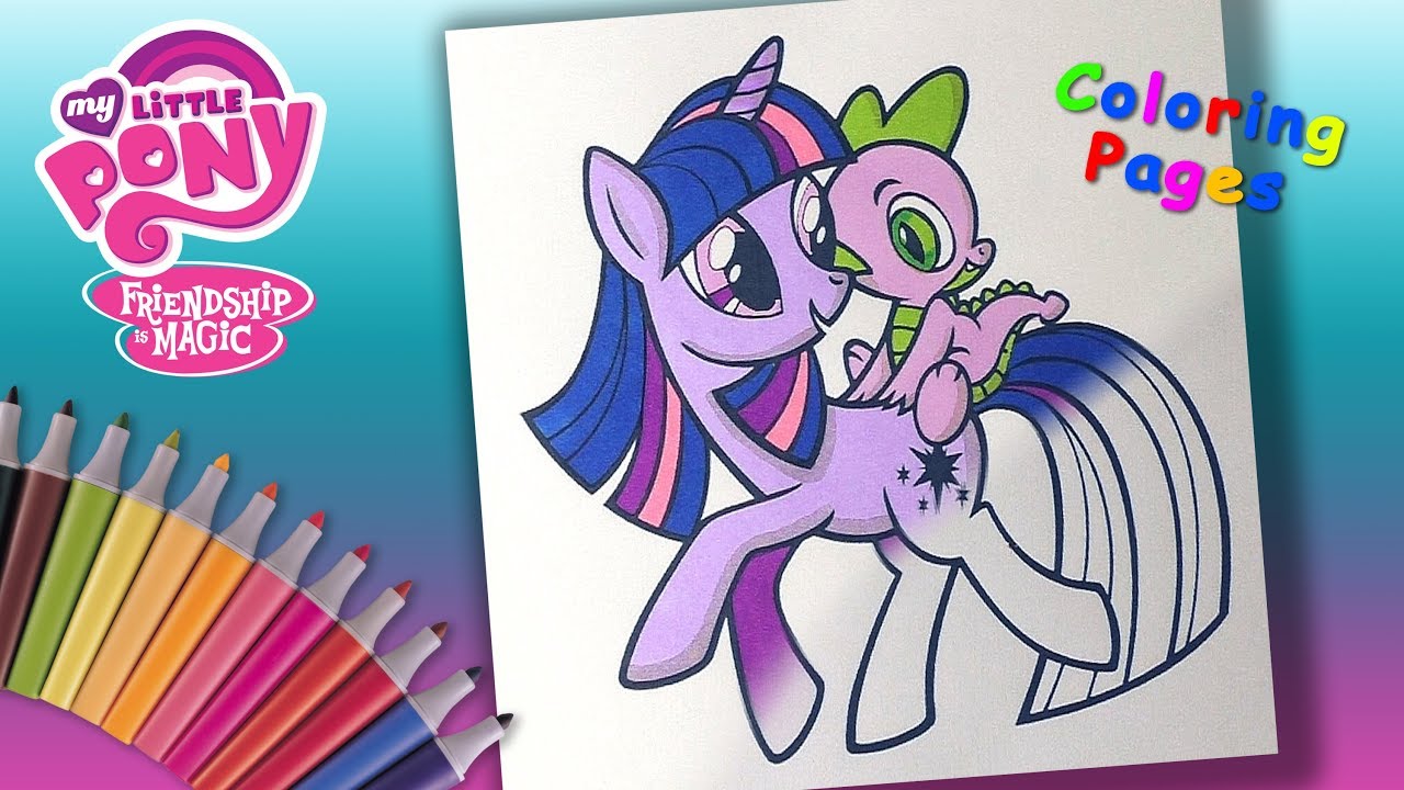 Twilight Sparkle and Spike the Dragon Coloring Pages for girls - YouTube