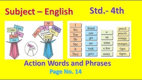Action Words and Phrases with exercise Page no 14 | English 4th Class