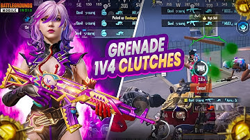 1v4 Grenade Master Clutches 🔥 Amazing 1v4 Clutch with Grenade intense solo vs Squad Gameplay| 60FPS 