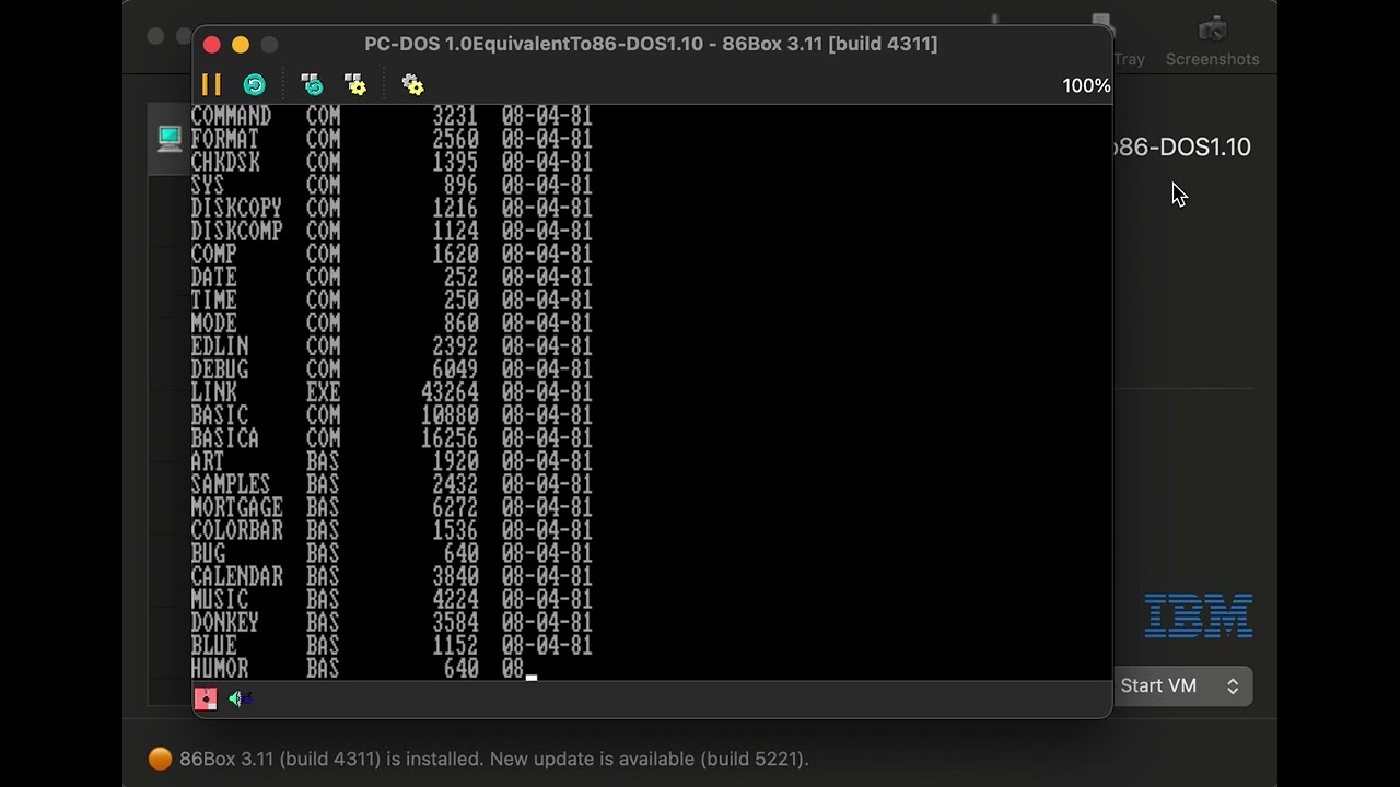Just playing around with PC-DOS 1.00.