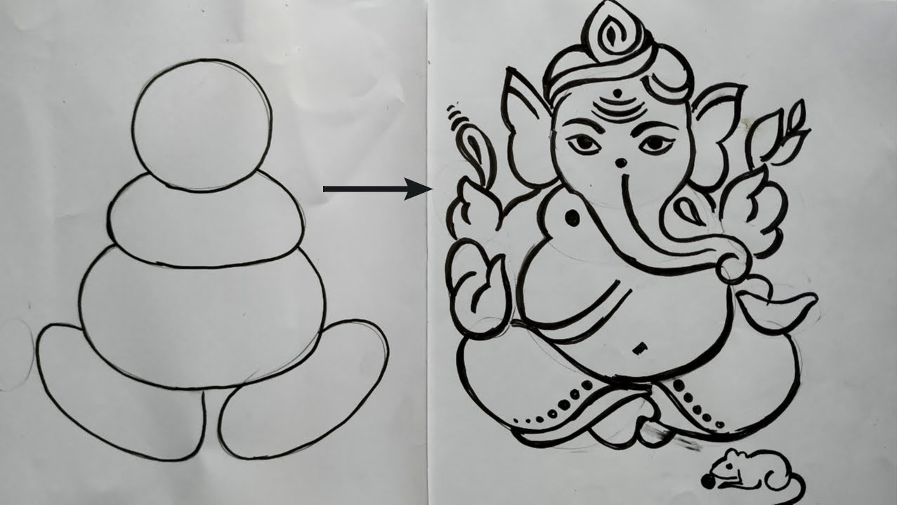 how to draw lord ganesha easy line drawing for ganesh chaturthi ...