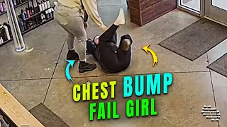 Girl Fell Trying to Chest Bump Another