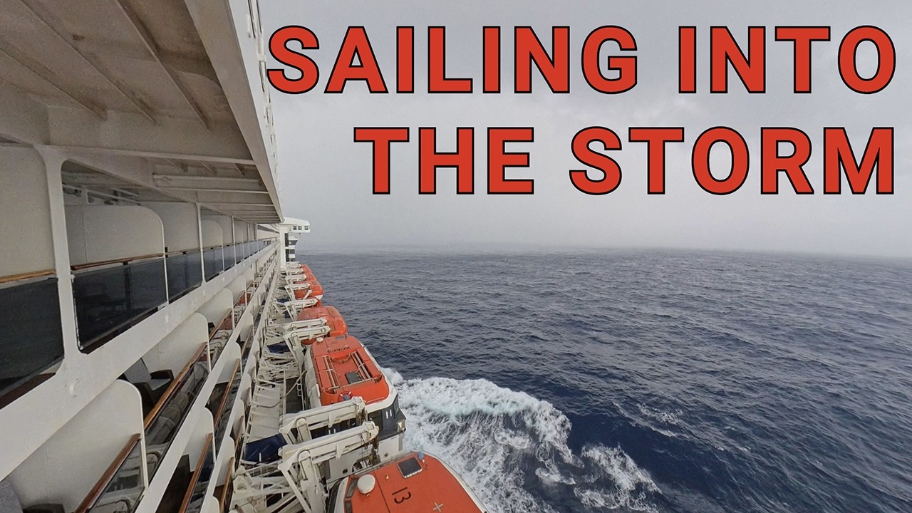 Queen Mary 2 Sailing Into a Storm at Sea | Dramatic Rain Encounter from the Balcony