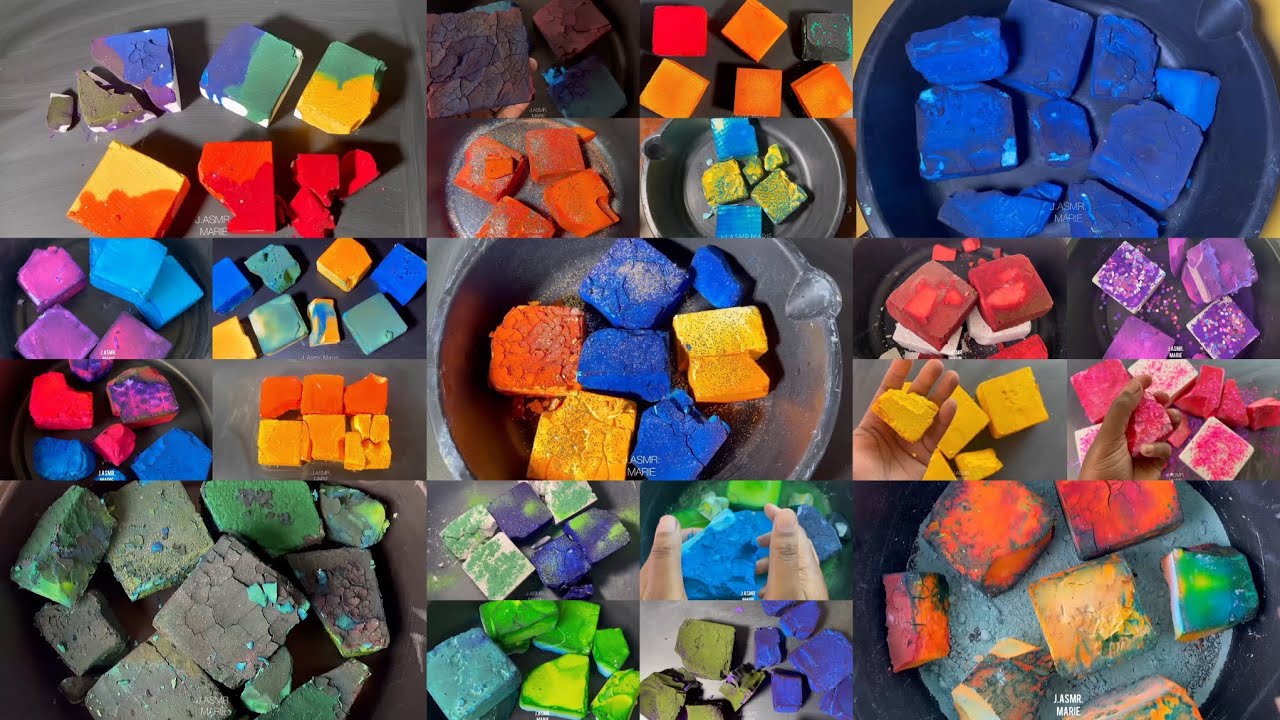 20+ colourful dyed rainbow gymchalk crushes by @J.asmrMarie | edit comp | bsn soft & crunchy chalk 🍭