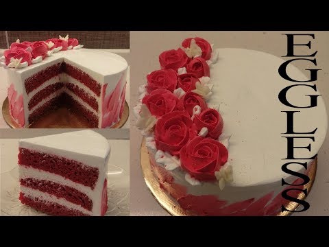eggless-red-velvet-cake-recipe-|-red-velvet-cake-decorating-idea