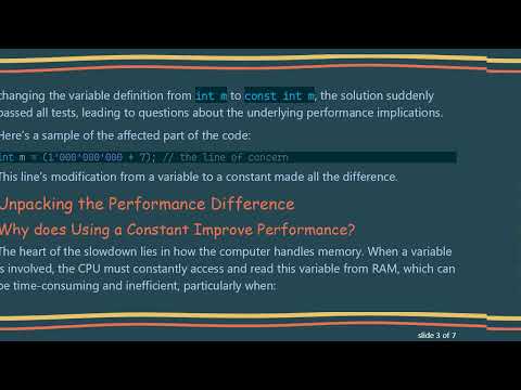 Understanding the Performance Difference Between Using a Variable and a Constant in C+ +  Division