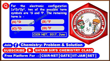 CSIR NET 2017 June Solved MCQ ║ Term symbol ║ MCQ ║ B.Sc.  ║ M.Sc. ║