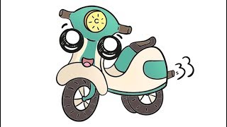 How to draw cute motorcycle