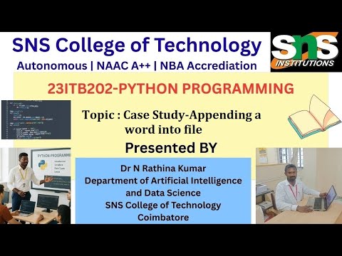 Case Study Video - Appending a words into a file | PYTHON PROGRAMMING | SNS Institutions