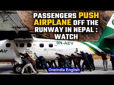 Tara Air plane’s tyre bust on landing, passengers push it off the runway, Watch | Oneindia News