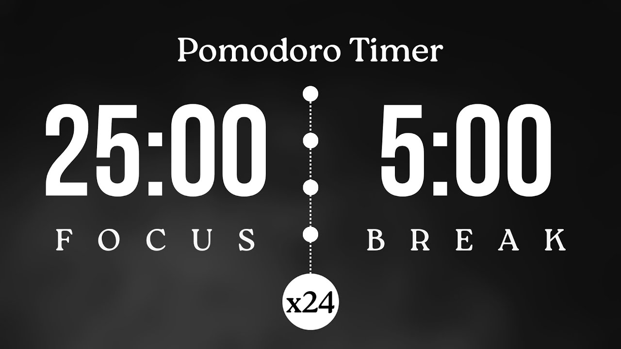 25/5 Pomodoro Timer (24 Cycles) | 25 Min Focus + 5 Min Break | 12 Hour Focus | NO MUSIC, JUST TICKS