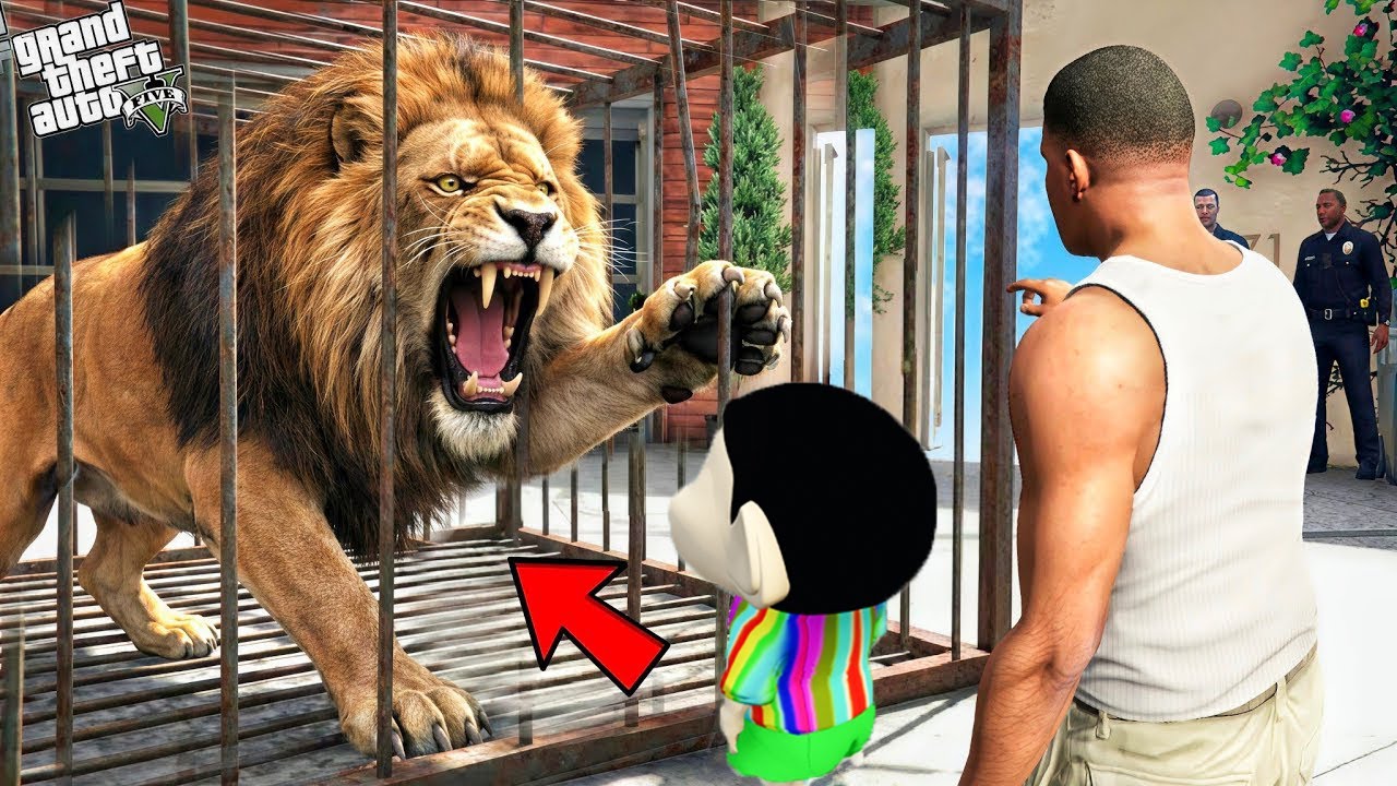 Franklin & Shinchan Chased by the RAREST LION in Los Santos 😱 (gta 5mods)