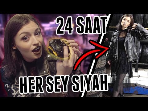 24 SAAT BOYUNCA HER ŞEY SİYAH!! SAÇLARIMI SİYAHA BOYADIM!