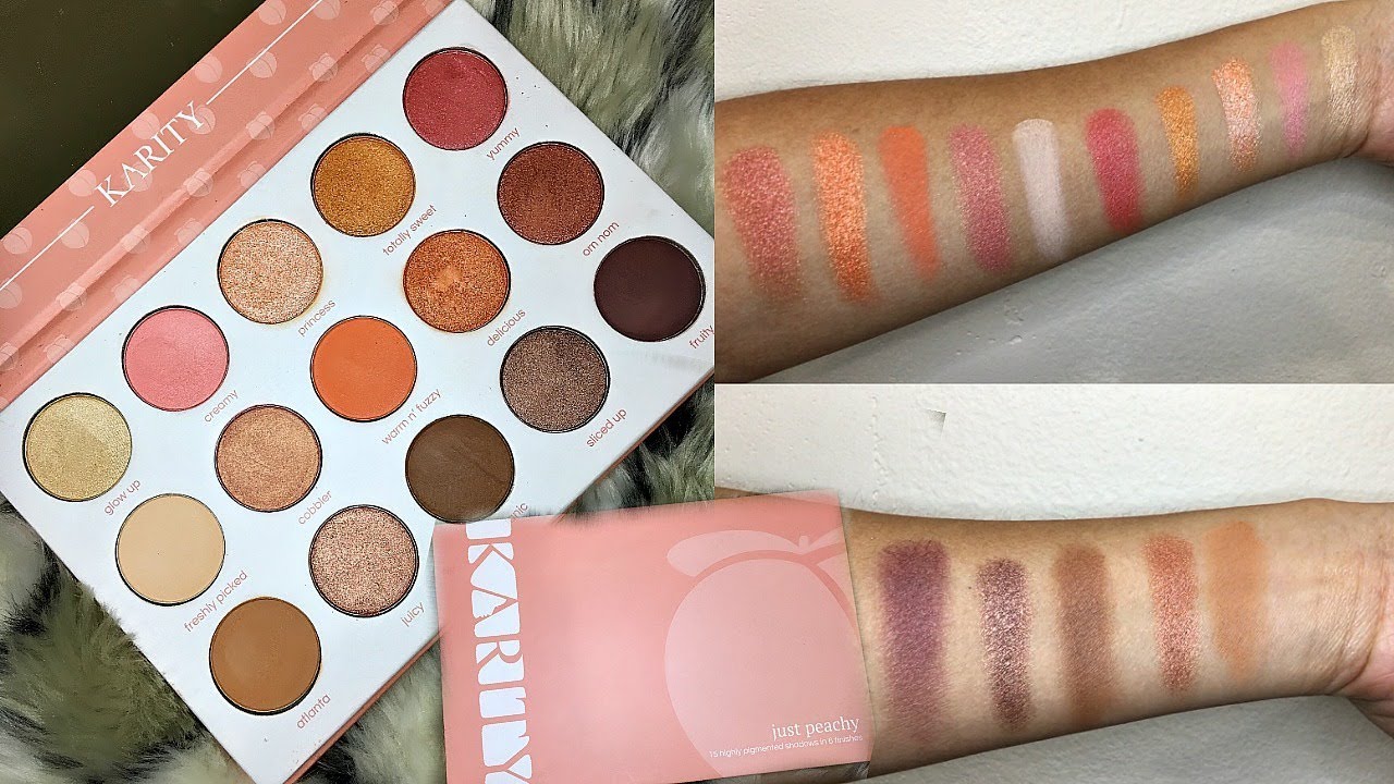 Karity Cosmetics New!!Just Peachy eyeshadow palette + Makeup brushes First Impression Review