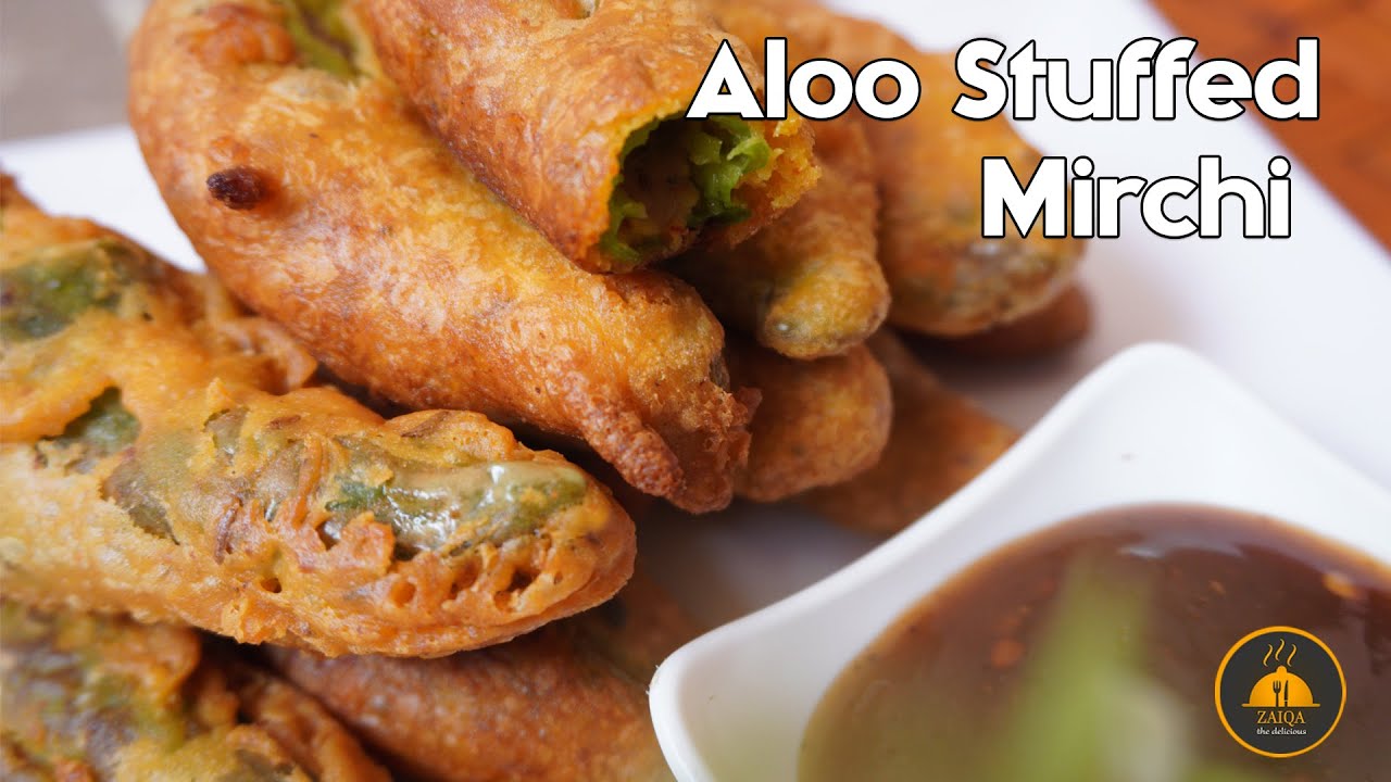 Aloo Stuffed Mirchi Pakora Potato Stuffed Chilli Fritters Mirch ke pakode Recipe By Zaiqa
