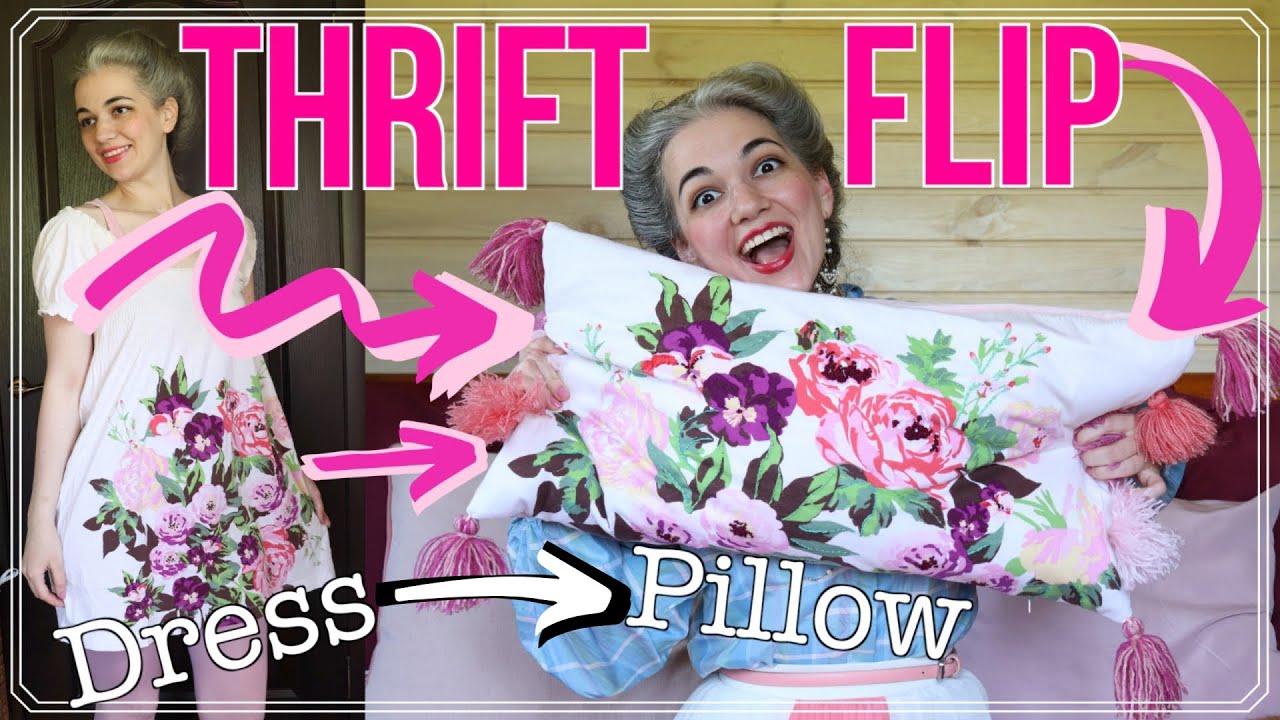 Reverse Thrift Flip ☞ DRESS to PILLOW! ☜ DIY Embroidered Throw