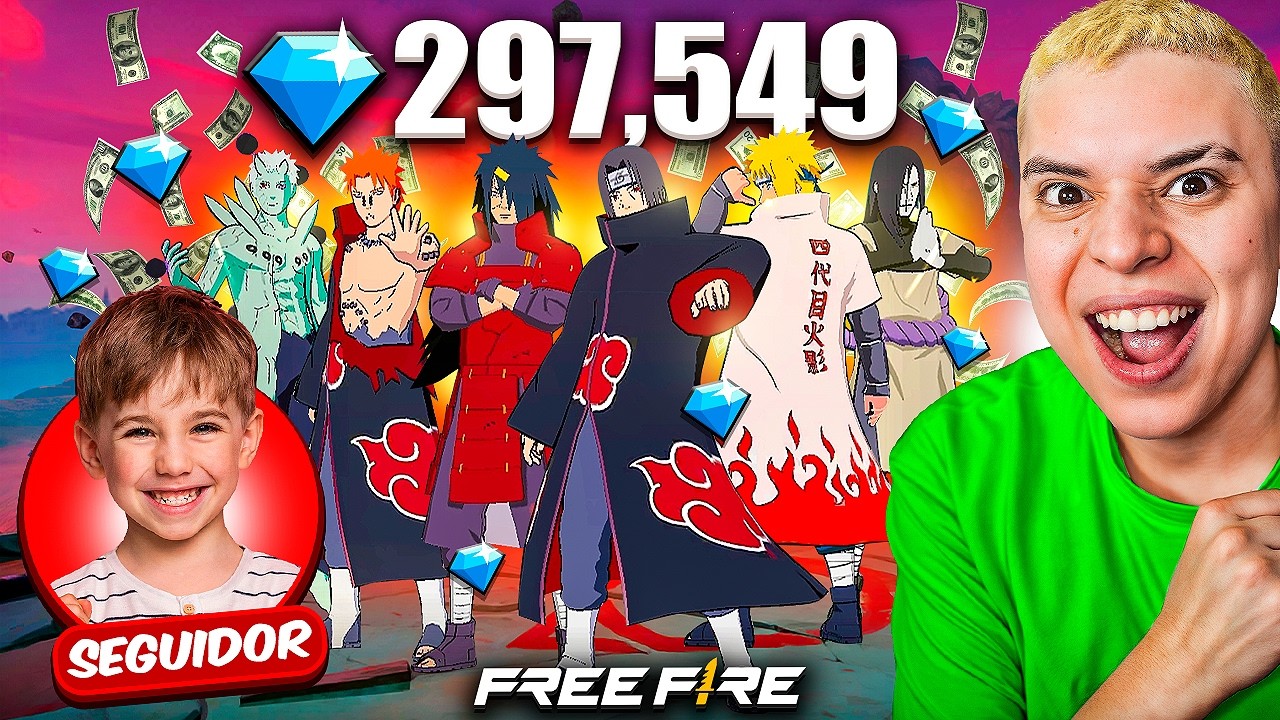 ¡Le COMPRO las 6 SKINS a este NIÑO de NARUTO x FREE FIRE y se EMOCIONA MUCHO!