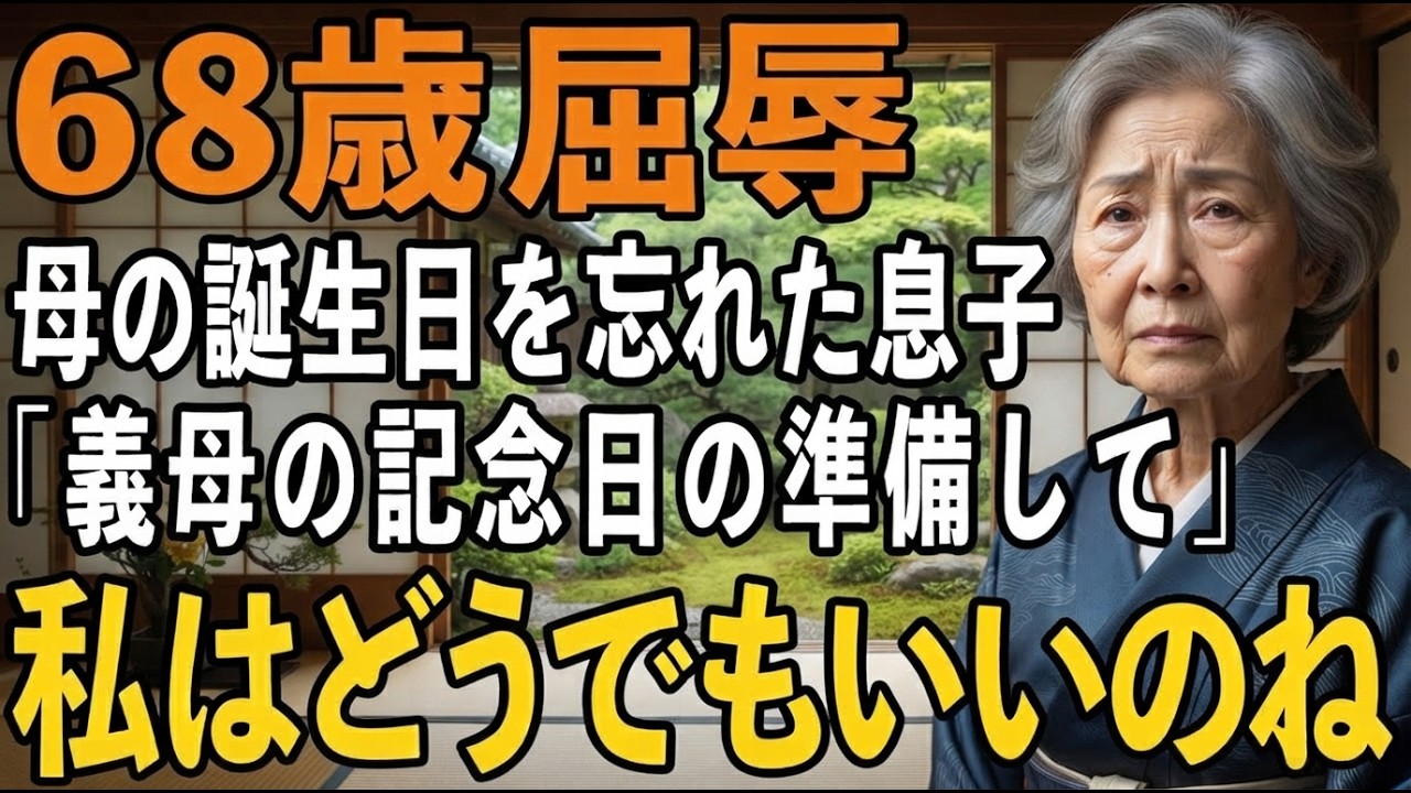 「お母さん、明日は私の母の誕生日なので、お料理の準備をお願いしますね」そう言われたのは、私の誕生日からわずか3日後のことでした。68歳で息子夫婦と同居している私は、その言葉に何も言えずに頷くことしかできませんでした。私の誕生日は、息子の「おめでとう」の一言だけ。ケーキも、お祝いもなく過ぎ去りました。それなのに、義理の母の誕生日には、家族全員でフレンチレストランに行き、花束や手作りカードを渡す...