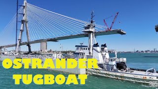 Ostrander Tugboat, Integrity Barge Under The Gordie Howe Bridge