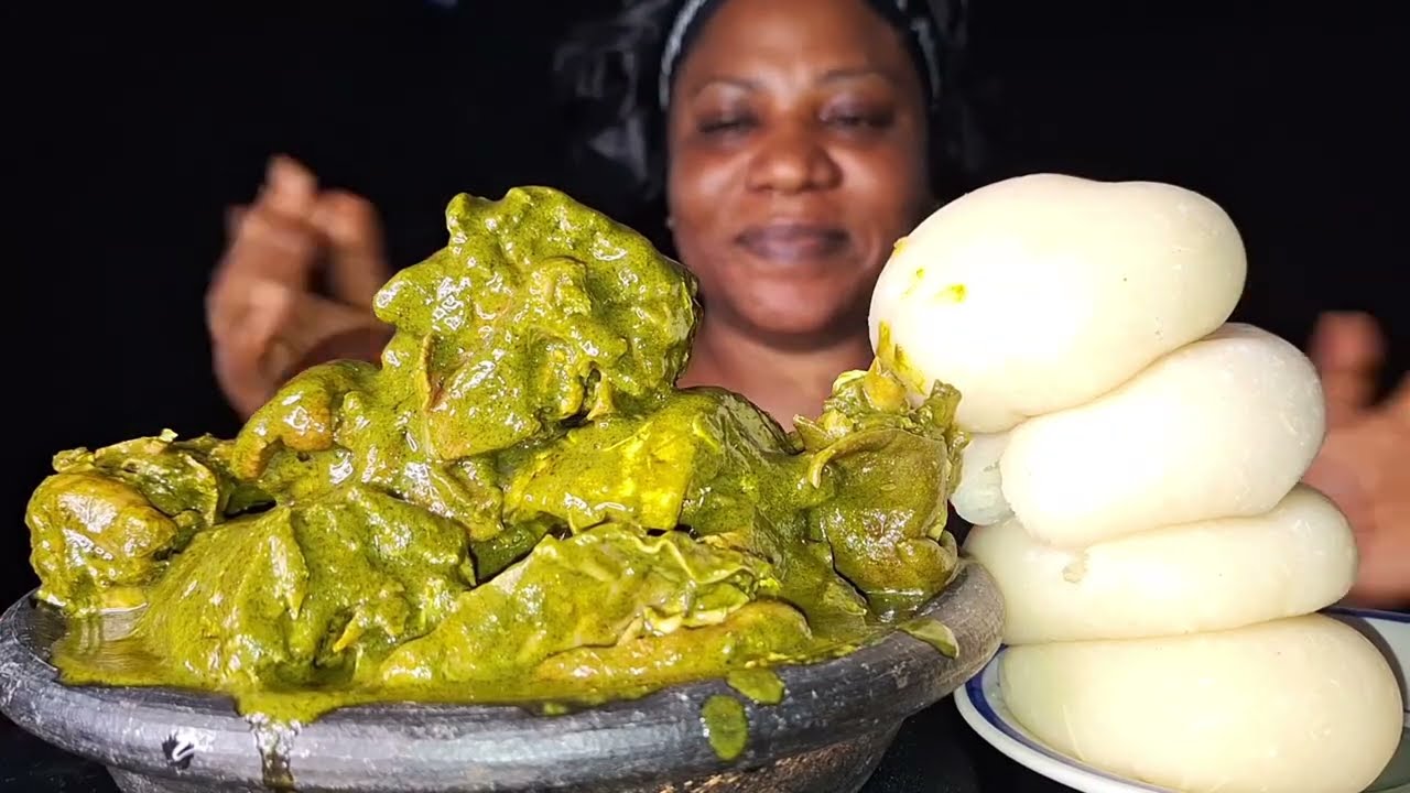 African food mukbang/ fufu with black soup