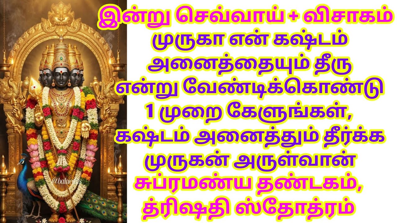 முருகா என் கஷ்டம் அனைத்தையும் தீரு என்று வேண்டிக்கொண்டு 1 முறை கேளுங்கள், கஷ்டம் அனைத்தும் தீரும் 