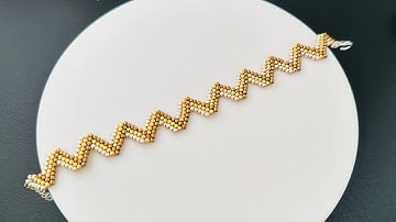 Peyote Stitch Zigzag bracelet pattern || Peyote Stitch Beaded Bracelet