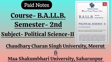 BALLB (2nd Sem) Political Science-II Paid Notes |  CCS University & MS University @selfstudycontent