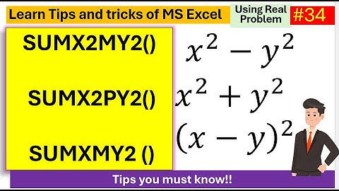 34. SUMX2MY2(), SUMX2PY2() And SUMXMY2 function in excel | In Nepali