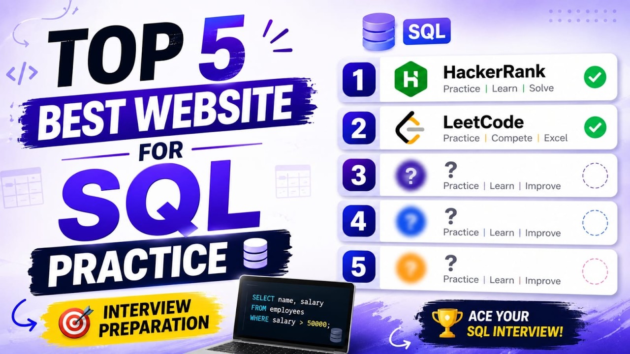 Top 5 Best Websites to Practice SQL for Interviews in 2026 🚀 | Data ...