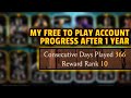 MK Mobile. My Free to Play Account 1 Year Progress.  Rate My Account!